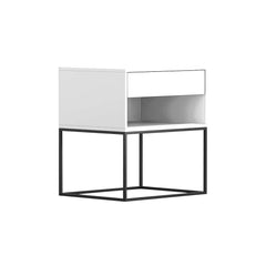 Modern Engineered Wood Nightstand With Shelves, Rectangle