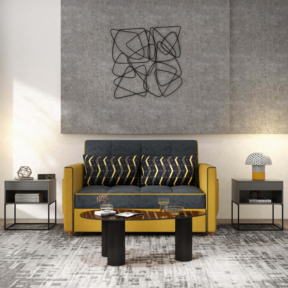 Modern Engineered Wood Nightstand With Shelves, Rectangle