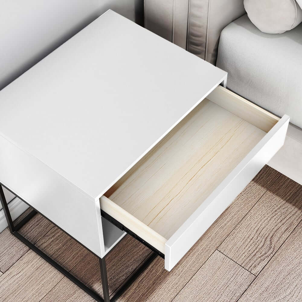 Modern Engineered Wood Nightstand With Shelves, Rectangle