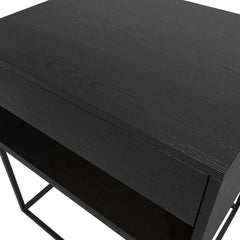 Modern Engineered Wood Nightstand With Shelves, Rectangle