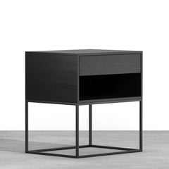 Modern Engineered Wood Nightstand With Shelves, Rectangle