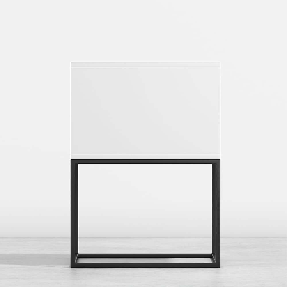 Modern Engineered Wood Nightstand With Shelves, Rectangle