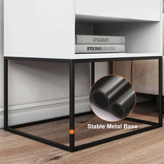 Modern Engineered Wood Nightstand With Shelves, Rectangle