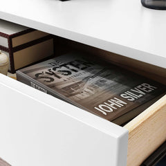 Modern Engineered Wood Nightstand With Shelves, Rectangle