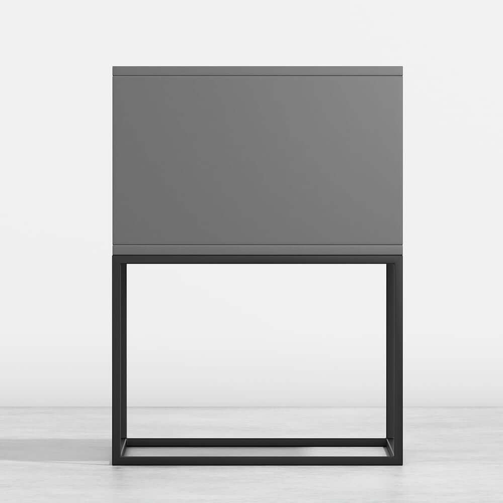 Modern Engineered Wood Nightstand With Shelves, Rectangle