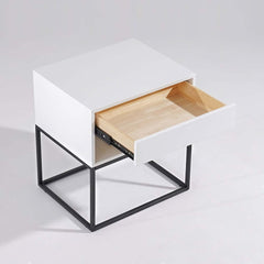 Modern Engineered Wood Nightstand With Shelves, Rectangle