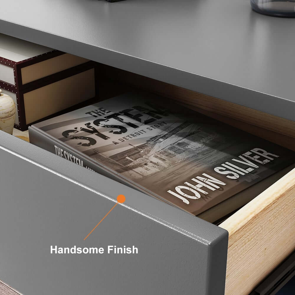 Modern Engineered Wood Nightstand With Shelves, Rectangle