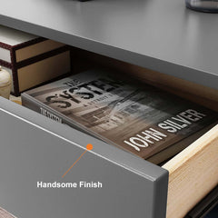 Modern Engineered Wood Nightstand With Shelves, Rectangle