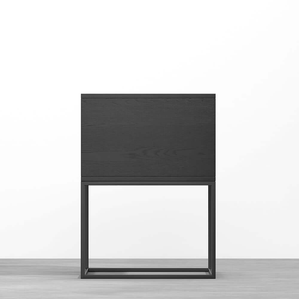 Modern Engineered Wood Nightstand With Shelves, Rectangle