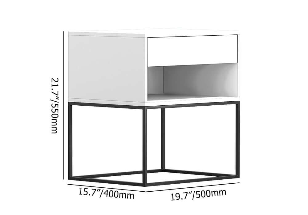 Modern Engineered Wood Nightstand With Shelves, Rectangle Dimensions