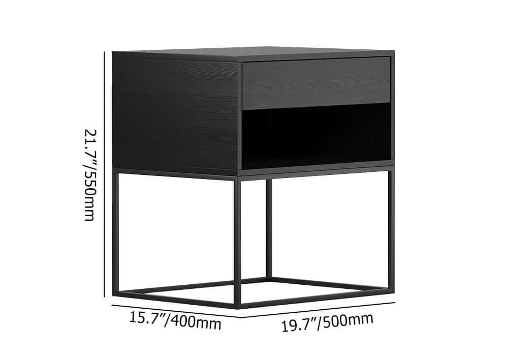 Modern Engineered Wood Nightstand With Shelves, Rectangle Dimensions