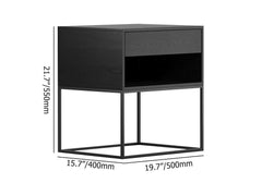 Modern Engineered Wood Nightstand With Shelves, Rectangle Dimensions