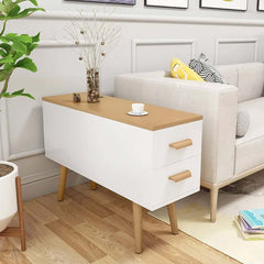 Modern Engineered Wood Side Table With Storage Drawers