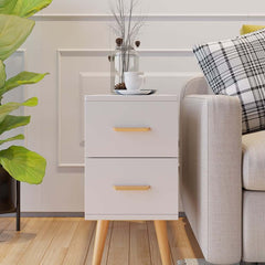 Modern Engineered Wood Side Table With Storage Drawers