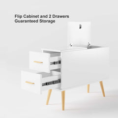 Modern Engineered Wood Side Table With Storage Drawers