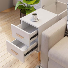 Modern Engineered Wood Side Table With Storage Drawers