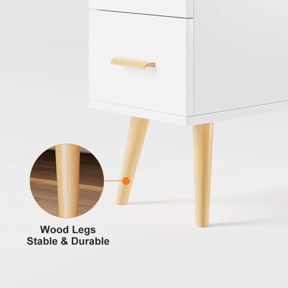 Modern Engineered Wood Side Table With Storage Drawers