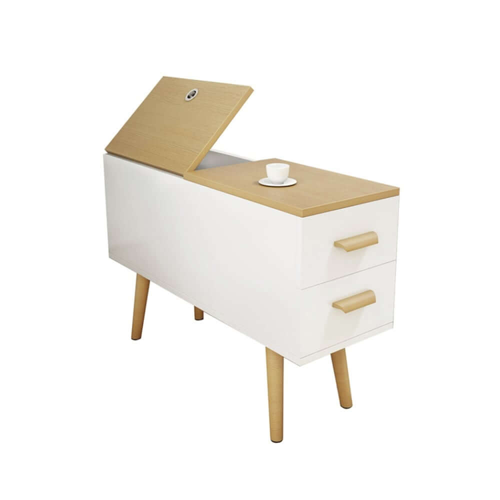 Modern Engineered Wood Side Table With Storage Drawers