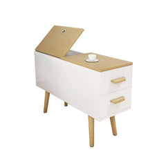 Modern Engineered Wood Side Table With Storage Drawers