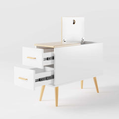 Modern Engineered Wood Side Table With Storage Drawers