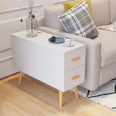 Modern Engineered Wood Side Table With Storage Drawers