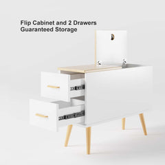 Modern Engineered Wood Side Table With Storage Drawers