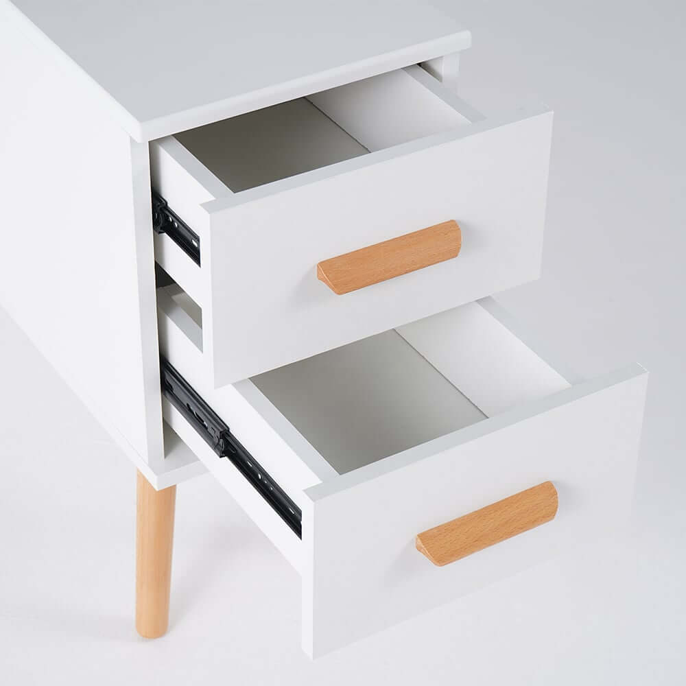 Modern Engineered Wood Side Table With Storage Drawers