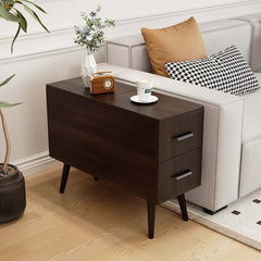 Modern Engineered Wood Side Table With Storage Drawers