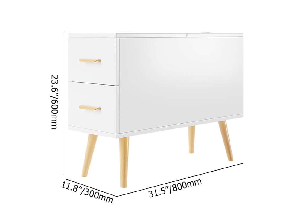 Modern Engineered Wood Side Table With Storage Drawers Dimensions