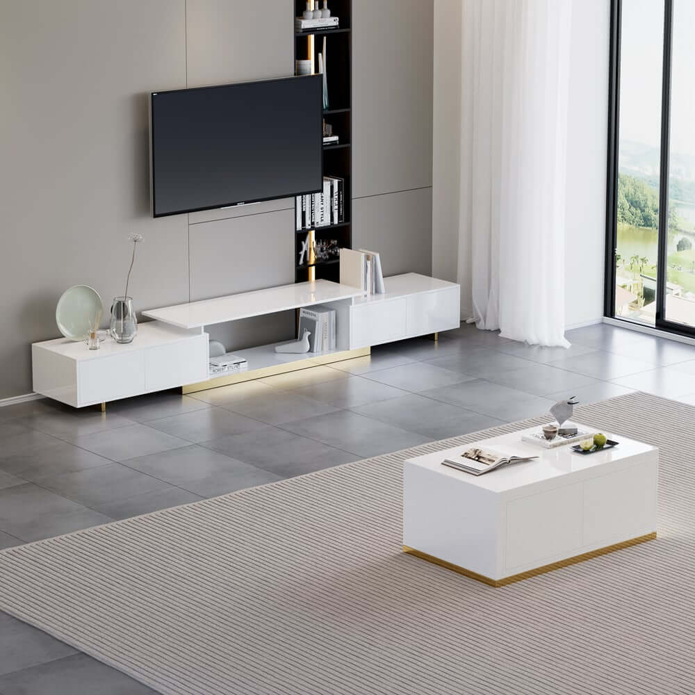 Modern Engineered Wood TV Stand & Coffee Table Set