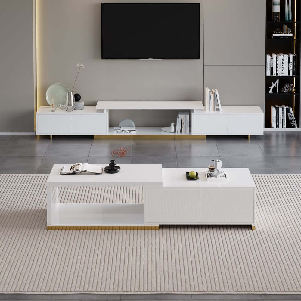 Modern Engineered Wood TV Stand & Coffee Table Set