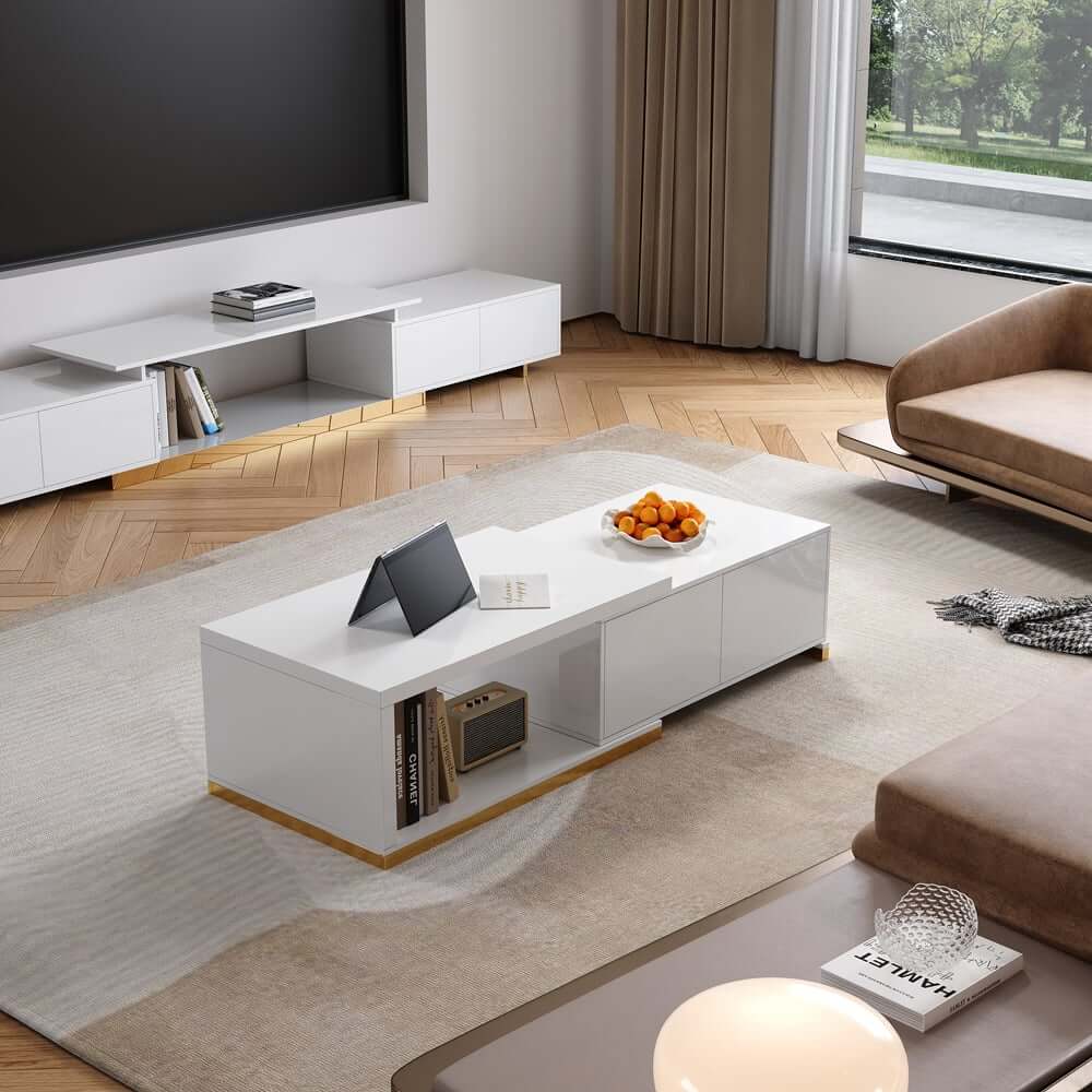 Modern Engineered Wood TV Stand & Coffee Table Set