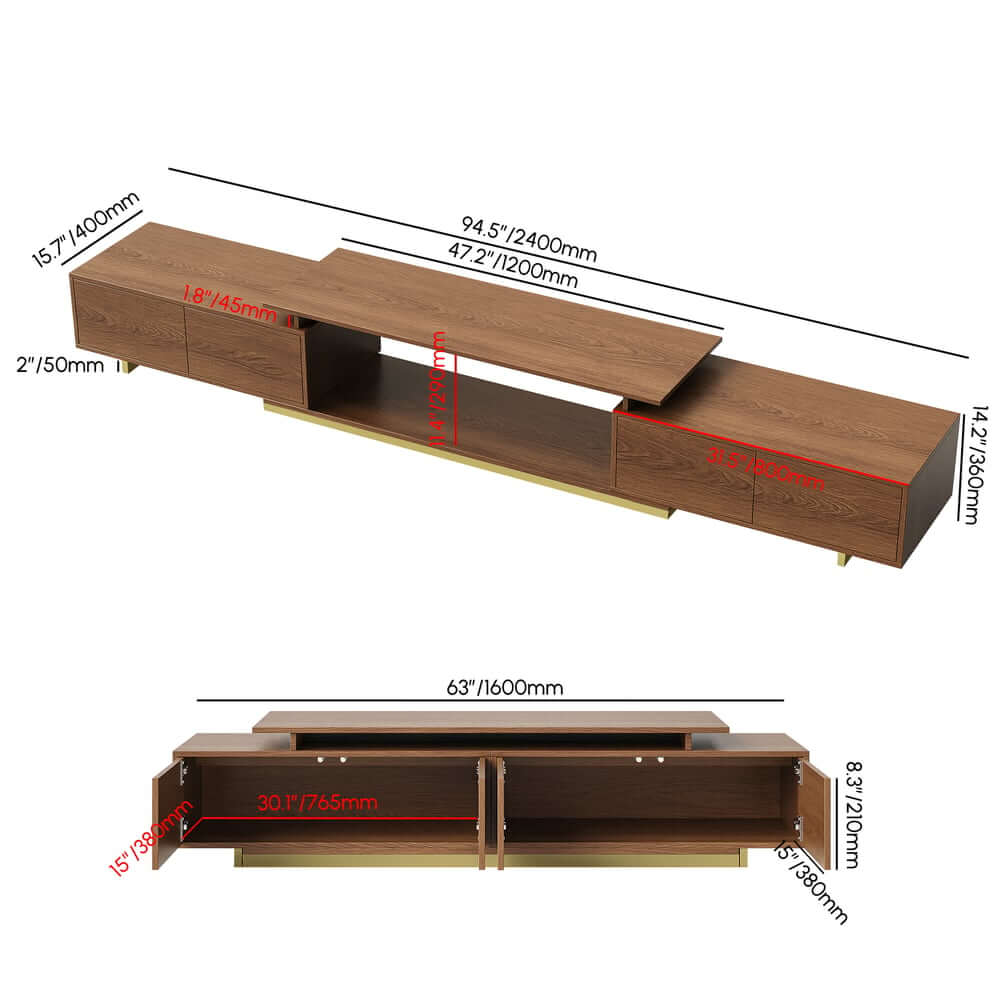 Modern Engineered Wood TV Stand & Coffee Table Set Dimensions
