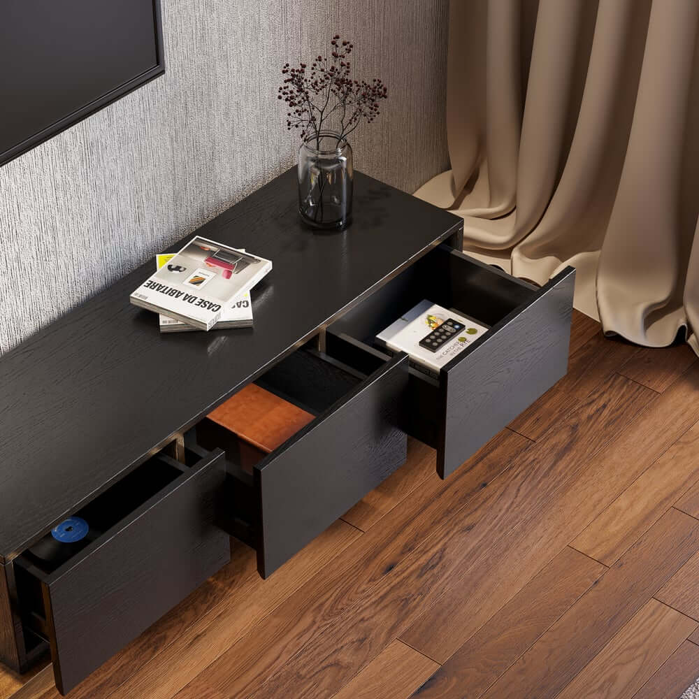 Modern Engineered Wood TV Stand With 3 Drawers