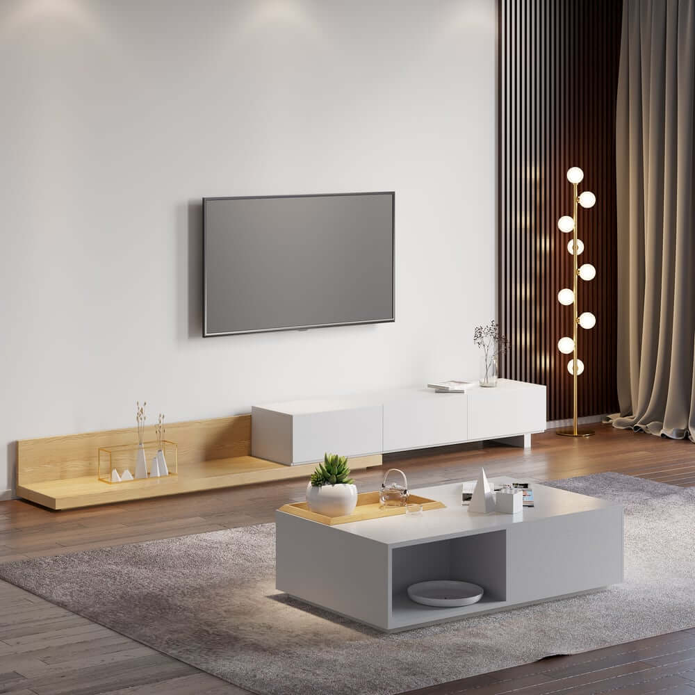 Modern Engineered Wood TV Stand With 3 Drawers