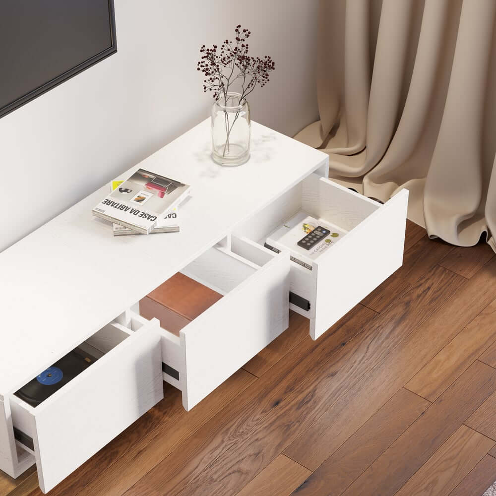 Modern Engineered Wood TV Stand With 3 Drawers