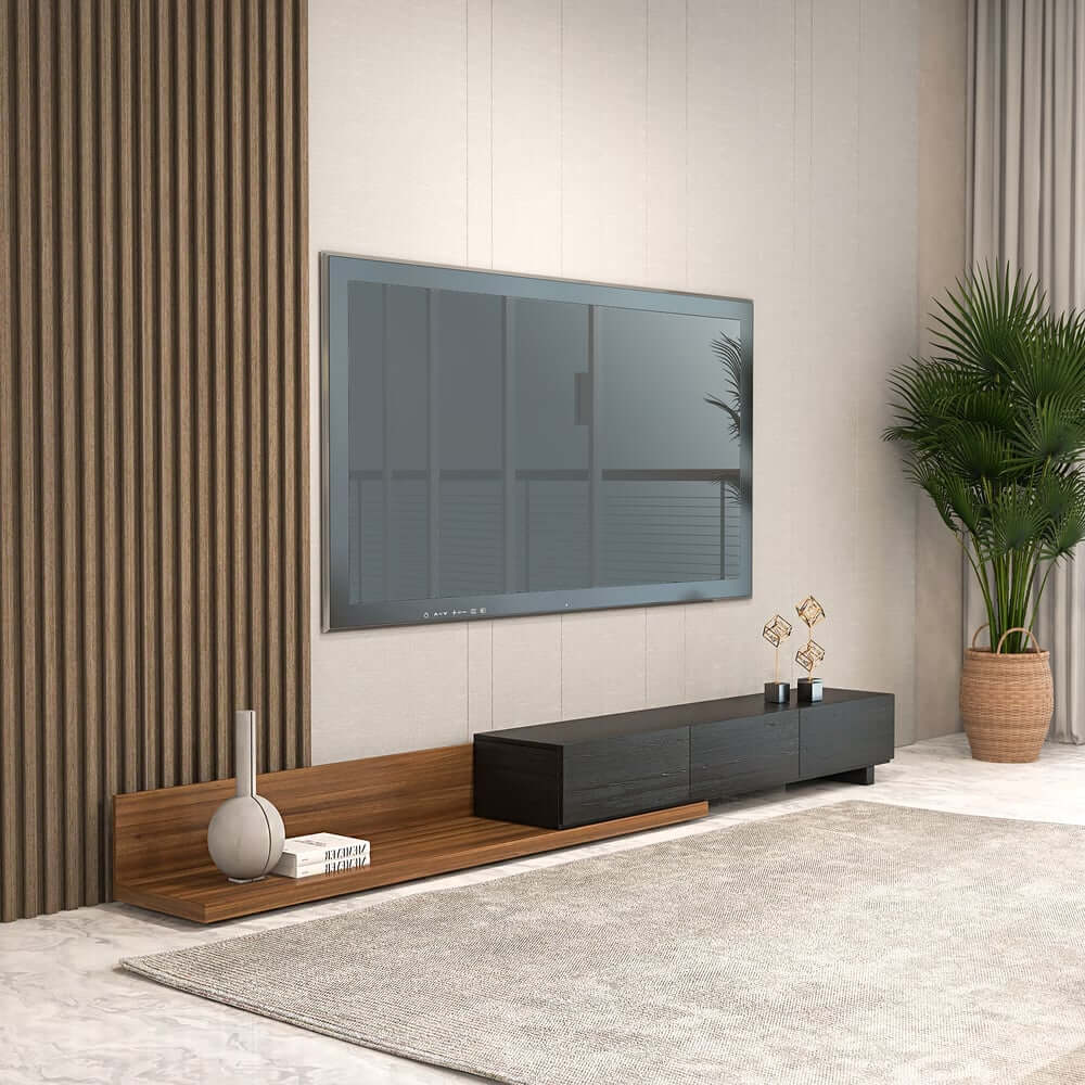 Modern Engineered Wood TV Stand With 3 Drawers