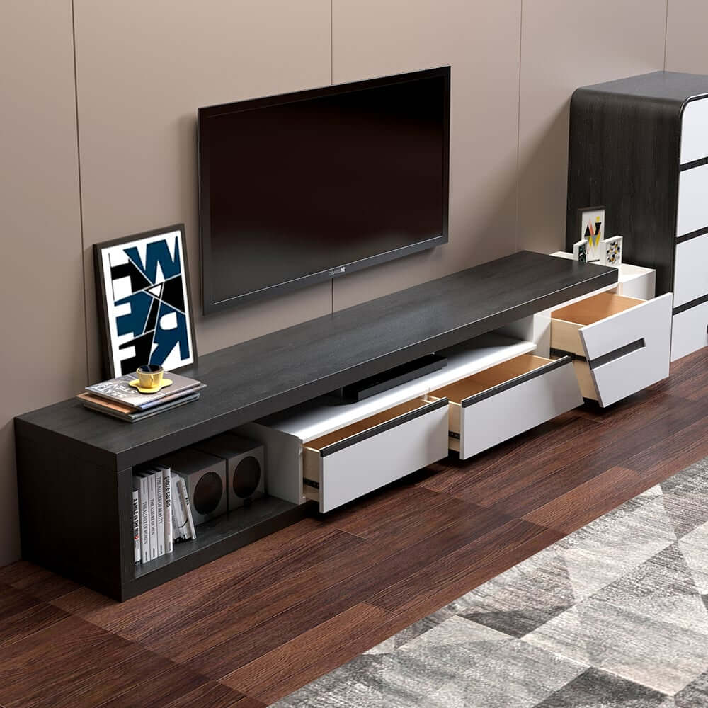 Modern Engineered Wood TV Stand With Drawers