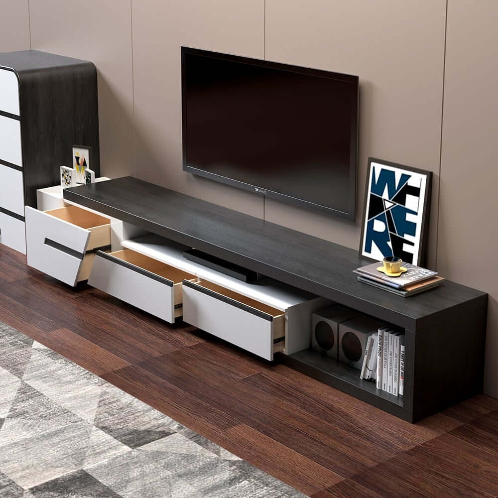 Modern Engineered Wood TV Stand With Drawers