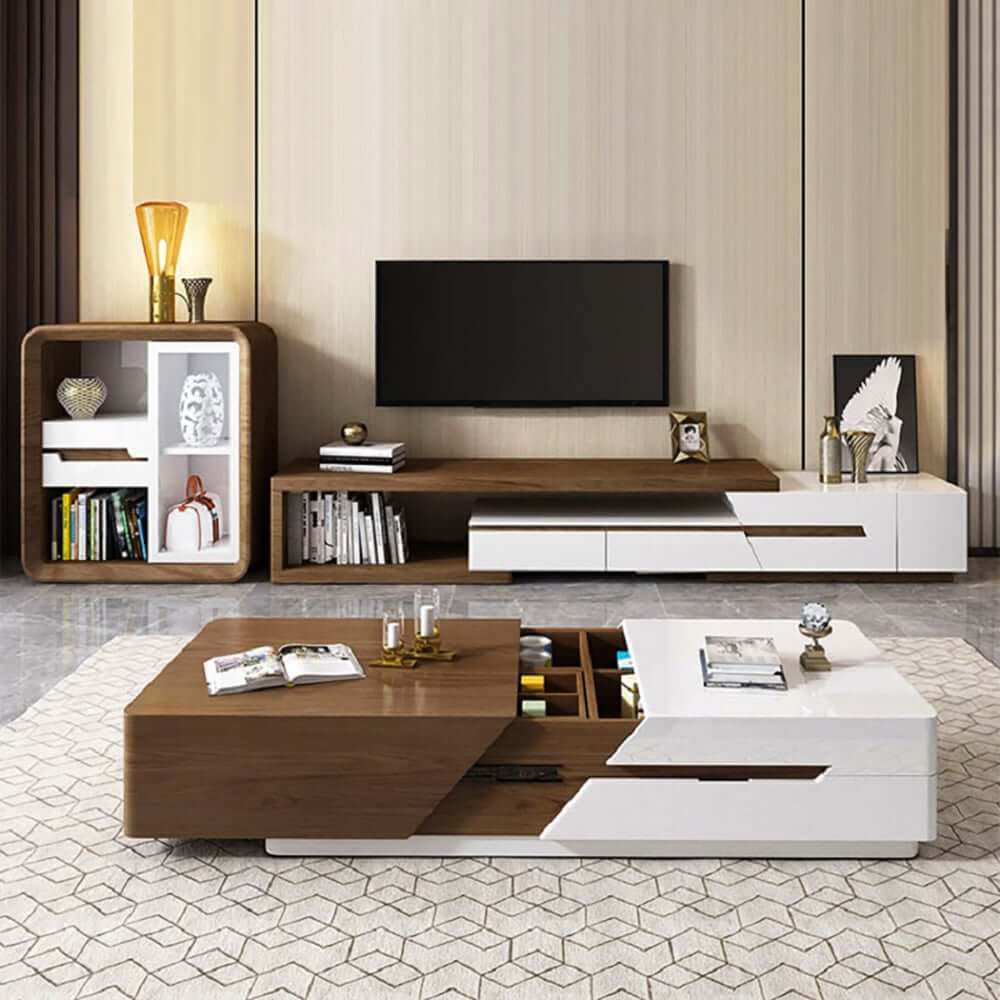 Modern Engineered Wood TV Stand With Drawers