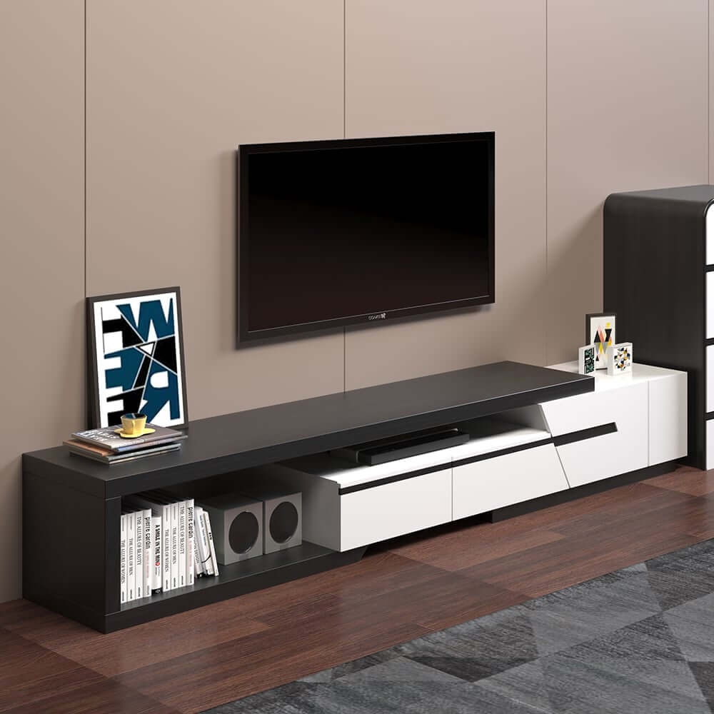 Modern Engineered Wood TV Stand With Drawers