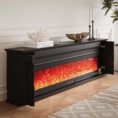Modern Engineered Wood TV Stand With Electric Fireplace