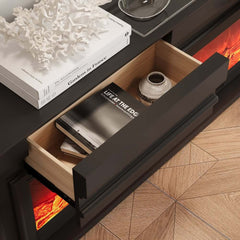 Modern Engineered Wood TV Stand With Electric Fireplace