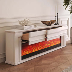 Modern Engineered Wood TV Stand With Electric Fireplace