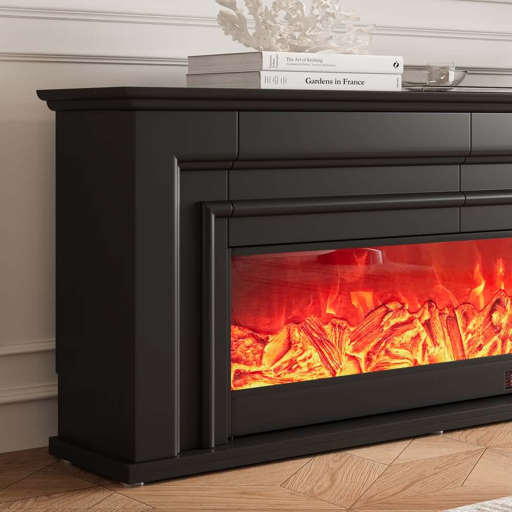 Modern Engineered Wood TV Stand With Electric Fireplace