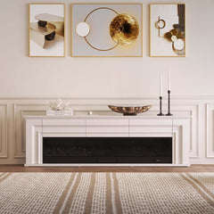 Modern Engineered Wood TV Stand With Electric Fireplace