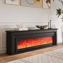 Modern Engineered Wood TV Stand With Electric Fireplace