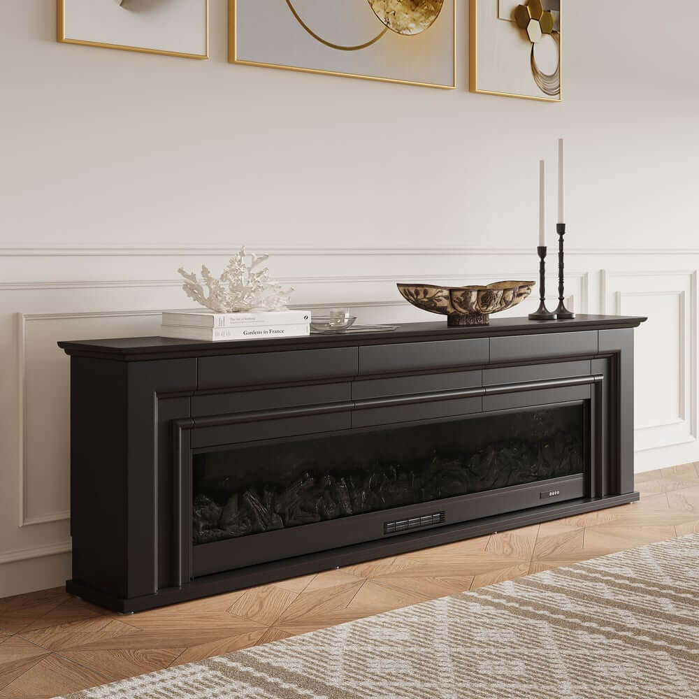 Modern Engineered Wood TV Stand With Electric Fireplace