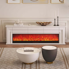 Modern Engineered Wood TV Stand With Electric Fireplace