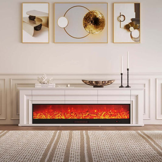 Modern Engineered Wood TV Stand With Electric Fireplace